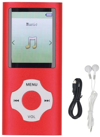 XUMIUZIY Portabel MP3 MP4 -spelare, 1,8 Tum Färgskärm HiFi Utan Förlust Av Ljudkvalitet (Röd)