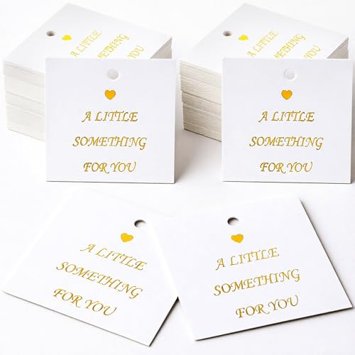 100 Pcs Gold Foil Thank You Gift Tags with String, 2 Inch Pre-Punched Hole Hanging Gift Personalized Tags for Gifts & Favors - for Weddings, Baby Showers, Parties, Holiday, Anniversaries, Celebrations