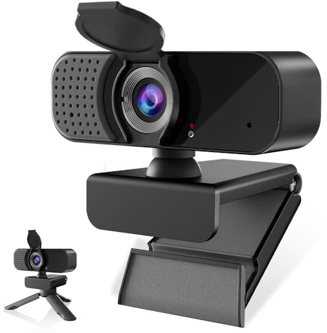 Kemeiv 1080P Webcam with Microphone and Physical Privacy Cover, Noise Cancelling USB Web Camera, Auto Light Correction, Plug and Play, Wide Angle PC Camera for Zoom, Online Class, Laptop/Desktop
