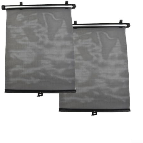 Lot de 2 rideaux enroulables à battant latéral de voiture - Rétractable - En maille - Protège les enfants du soleil et des reflets - Protection de l'intimité - Convient aux voitures