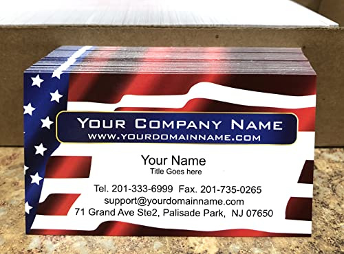 Custom Business cards, Available 100,250,500,1000pcs, Full color 2sides - American Flag -US Flag front-White back, 16pt Cover Stock (350gsm-Thick paper),Us flag, Patriot card - Made in The USA