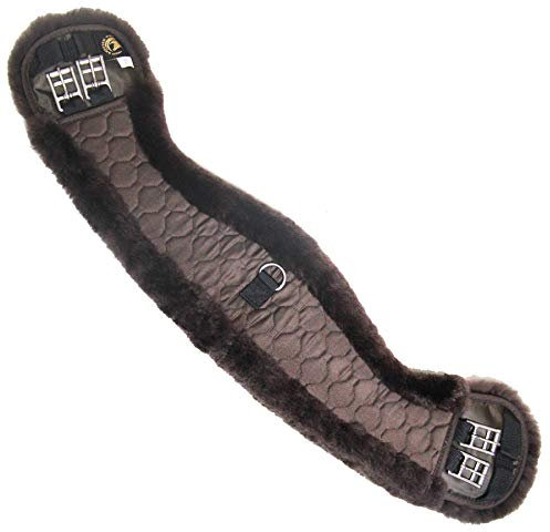 Merauno® Lammwolle Mondgurt Sattelgurt, Kurzgurt Dressurgurt, aus Qualitäts Merino Lammwolle, spezielle anatomisch konkave Form, für bessere Rutschfestigkeit. Farbe:Natur, Schwarz, Braun, Anthrazit