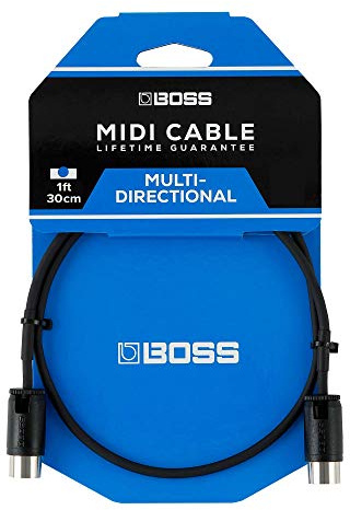 BOSS BMIDI-PB1 – Länge: 30cm/1ft – Platzsparendes MIDI-Kabel mit multidirektionalen Anschlusssteckern, perfekt für Pedalboards und alle MIDI-Anwendungen.