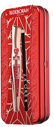 Deborah Milano - Set Regalo Donna Trucco Occhi in Latta, Include Mascara Instant Volume con Olio di Melograno e Matita 24 Ore 251 Black, N.4