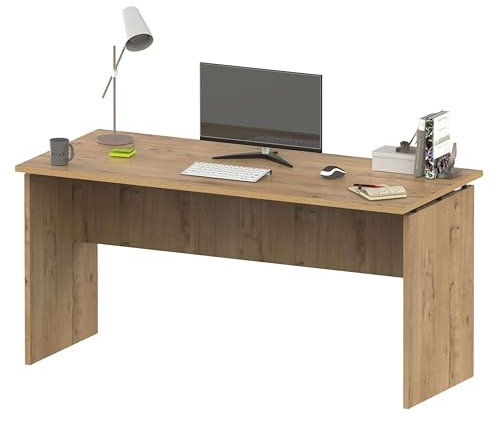 Muebles Pitarch | Mesa Despacho, Escritorio grande de Estudio de Ordenador, Oficina, Roble Gold, 76x155x68cm (alto x ancho x fondo) Moderna modelo Rívoli