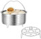 HOMURY Lot de 2 inserts de cuiseur vapeur en acier inoxydable Ø 20 cm, grille vapeur à œufs Ø 17,5 cm, panier vapeur avec poignée, pour casseroles, casseroles, autocuiseurs