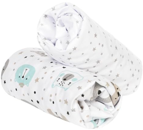 Flyideas Set Lenzuola con Angoli Flanella 100% Caldo Cotone Morbido Lenzuolo Invernale per Culla Fianco Letto Neonato (2 Lenzuola, 90x55 cm)