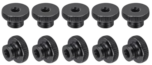 sourcing map Knurled Thumb Nuts, 20Pcs M6 x 20 x 12mm Carbon Steel Knurled Nut, Adjusting Round Knobs Fasteners Nuts for 3D Printer Parts, Black