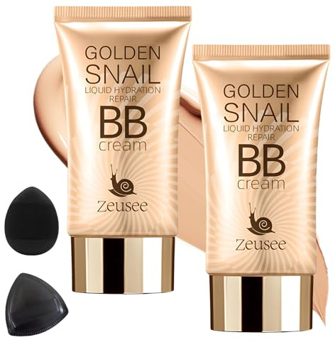 Concealer Nackt Make-Up Hydrating Bb Creme, 2 Stück BB Cream 50ml zum Abdecken von Hautunreinheiten Und Verbessern des Hautbildes Puder mit Puderquaste+Daumenpuderquaste