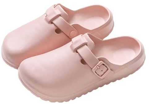 ELIOGN Sabots Femme Jardin EVA – Couleur Unie Mules Confortables – Antidérapantes, Imperméables, Légères pour Travail ou Maison Rose 37