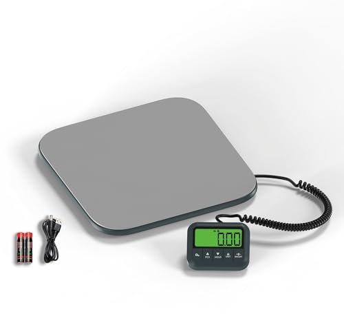 UNIWEIGH Highly Accurate Shipping Scale, 440LB Digital Heavy Duty Postal Scale, Steel Platform Postage Scale with Hold/Tare/LCD Display,Large Scale for Packages,Luggage,Small Business and Home