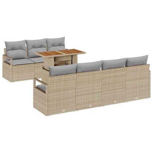 vidaXL Trädgårdsoffset 8 st 7-Antal sittplatser Beige och Grå