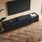 SUNXURY TV Board hängend mit LED-Beleuchtung 160x35x30cm Lowboard Hängeschrank Fernsehschrank mit Türen und Klappe Fernsehtisch Sideboard Schwarz Holz