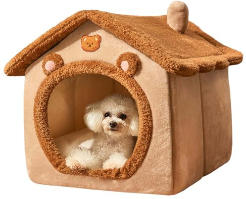 Casa de – Cama cálida de Felpa para Cachorros de Interior – de Mascotas Cerrado para Gatos Animales pequeños, Perros, Conejos, Interiores, Sala de Estar, Dormitorio, balcón
