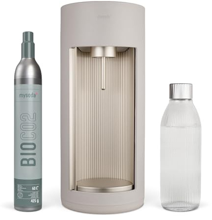 Mysoda Glassy - Machine à eau pétillante avec 1 bouteille en verre en un cylindre de CO2 – Clay