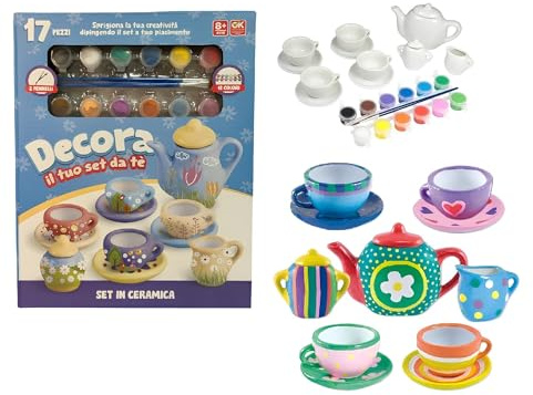 Porslin Tea Set Barn Målning Färg Och Borstar Te Porslin Set Mini Keramik Te Set Barn Te Set Baby Leksak Tekopp Porslin