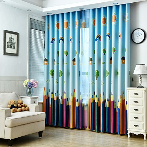 MYRU 1 Panel Dining Room Curtains,Kids Room Darkening Curtains,Room Decor for Childrens Living Room Bedroom Colorful Pencil (39Wx84L)