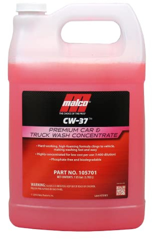 Malco CW-37 Premium Car Wash Concentrate - High Foaming Car & Truck Wash Soap/Removes Road Film, Salt, Dust & Dirt from Your Vehicle/1 Gallon (105701)
