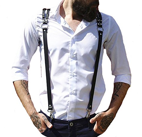 Pinwe Men's Leather Chest Body Harness Belt Adjustable Buckle Straps Club Wear Costume(LM04)