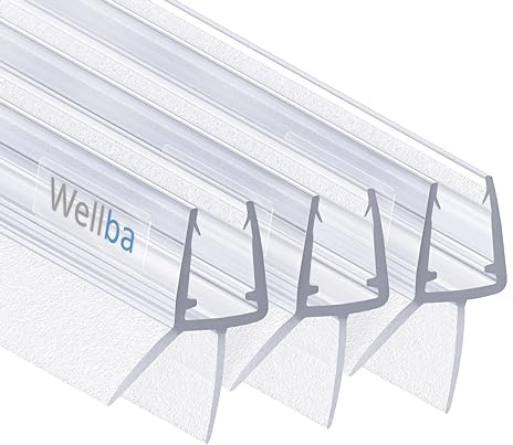 Wellba Premium duschdörr tätning (3 x 100 cm) för 5 mm 6 mm 7 mm 8 mm glasdörr stark | Vattenavvisande duschtätning eller duschkabintätning med optimalt placerade gummilippar