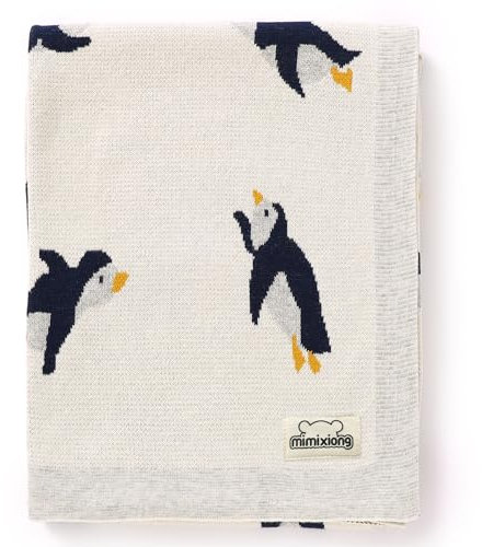 mimixiong 100% Cotton Knitted Baby Blanket 80 x 100cm for Newborn Baby (Ivory)