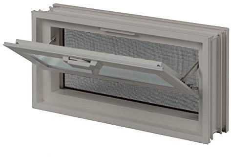 Fuchs Design Fenêtre d'aération (384x189x80 mm) gris silex au lieu de 2 briques de verre au format 19x19x8 cm - avec moustiquaire