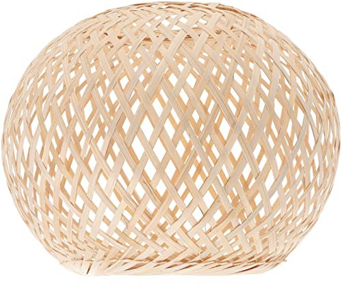 SOLUSTRE Woven Lampe Schatten Rattan Tisch Lampe Schatten Handarbeit Gewebt Wicker Rattan Lampenschirm für Schlafzimmer Bauernhaus Wohnzimmer Licht Gelb