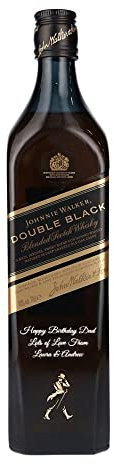Personalised Johnnie Walker Double Black Label Blended Scotch Whisky | Customised Engraved Whisky Bottle, Johnnie Walker Double Black Custom Engraving, Gift for Men's Birthday, Xmas, Anniversary, 70cl