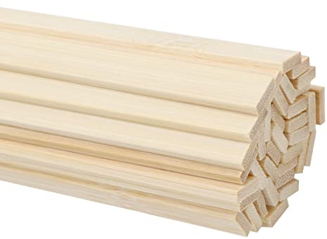 DOITEM Natural Extra Long Bamboo Wooden Crafts Sticks (35 Pack) - 30cm/12 Inches - Strong Wood Strips for Crafting Projects