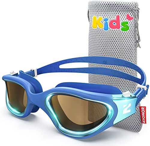 ZIONOR G1MINI Ultra Lunettes de natation polarisées confortables pour enfants - Anti-buée - Protection UV - Pour filles et garçons (années 3 à 14)