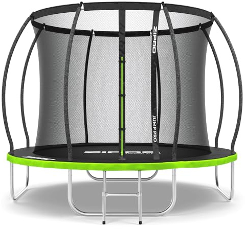 ZIPRO JumpPro PREMIUM Trampolino da Giardino, Trampolino per Bambini, con Rete Interna, Resistente, Protezione UV, Montaggio Facile, Portata fino a 150 kg, Ø 252/312/374/435/496 cm