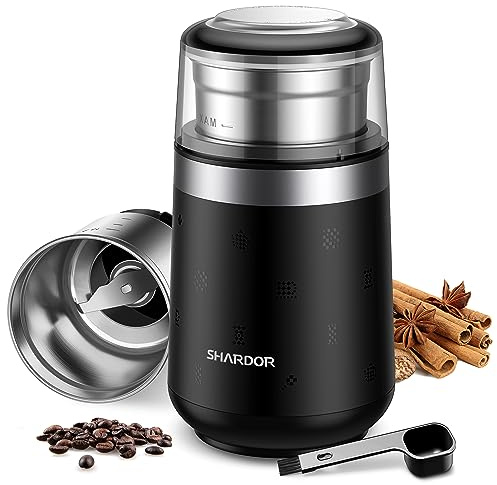 SHARDOR Super Silent Coffee Grinder, Herb, Spice, Electric Coffee Bean & Espresso Grinder with 1 Removable Stainless Steel Bowl