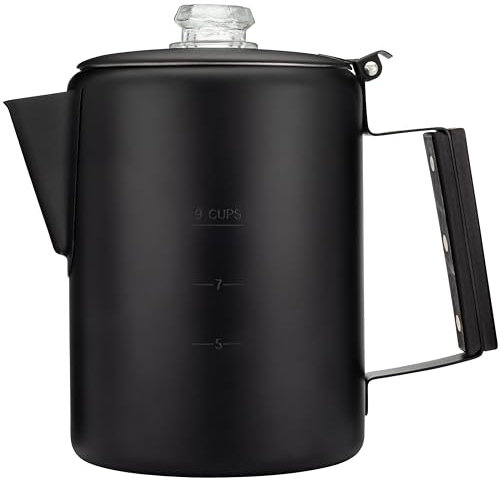 Coletti Schwarze Bozeman Perkolator-Kaffeekanne – Kaffeemaschinen für den Herd, die eleganteste Edelstahl-Kaffeekanne fürs Camping – KEIN Aluminium oder Kunststoff (9 Tassen)