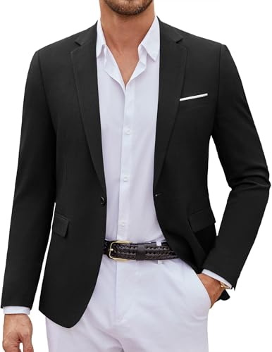 COOFANDY Mens Casual Blazer Suit Jackets Slim Fit One Button Sport Coats Lightweight Business Sports Jackets, Black, Large