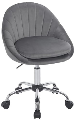 WOLTU Homeoffice Stuhl, Bürostuhl ergonomisch, Drehstuhl mit Rollen, Schreibtischstuhl 150 kg belastbar, für Arbeitszimmer Schlafzimmer, Samt, Dunkelgrau, BS167dgr