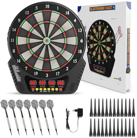 Brolteja Elektronische Dartscheibe Profi Set, Profi Elektronik Dartspiel mit 6 Dartpfeil und 27 Spiele,Dartscheibe Elektronisch,für klassisches Dartscheibe, geeignet für Partys und Spieleabende
