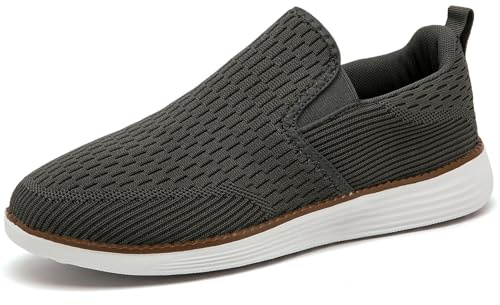 ZGPWZWL Herren Schuhe Slip in Sneaker Männer Mesh Ohne Schnuersenkel Stoffschuhe Mode Bootsschuhe Weich Walkingschuhe Klassische Driving Schlupfschuhe,Dunkelgrau,EU47