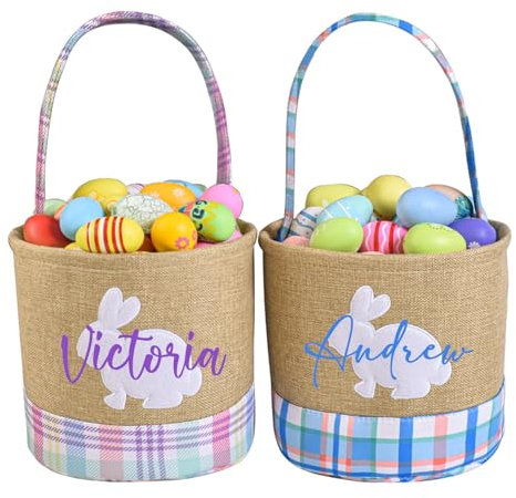 Flycalf Sac à Panier de Pâques personnalisé Sac à Main Portable de Vacances rétro réutilisable