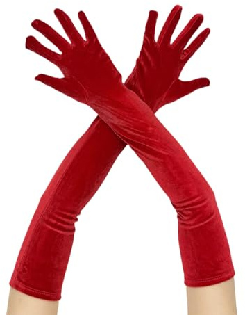 WANYI 1 Paio Guanti Lunghi Donna Classici Guanti da Sera Guanto Velluto Eleganti Guanto Sposa per Balli Opera Matrimoni Halloween Accessori Anni 20