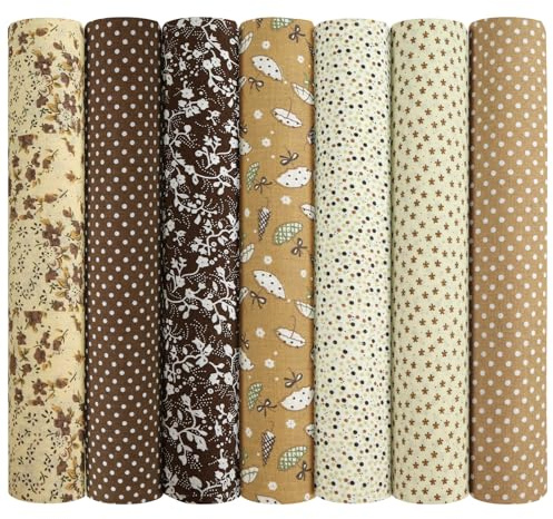 AOOSA 7 pezzi Quadratini di Stoffa 50cm x 50cm, 100% Patchwork Cotone Tessuto, Tessuti Motivi Stampati Stoffe, Quadrati Pretagliati Floreali per Cucito Creativo, Artigianali, Decorazioni Fai da Te