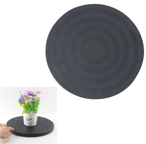 Giradischi universale, piatto girevole girevole a 360°, piatto girevole da tavolo nero, piatto girevole per torte, TV, piante (20 cm)