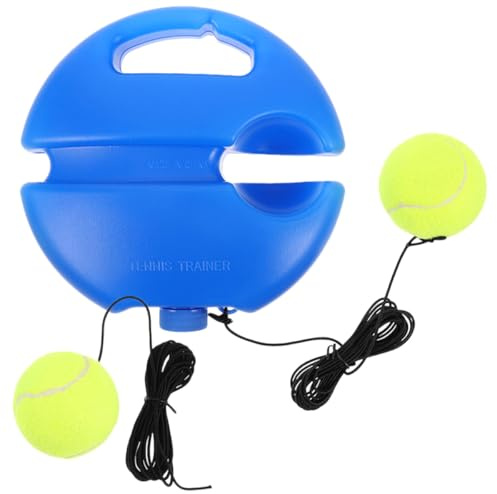 KOMBIUDA Entraîneur de Tennis Portable avec Balle à Cordon, Base Ronde Bleue, Appareil D'entraînement Individuel pour Débutants, Équipement de Tennis pour Jardin et Intérieur