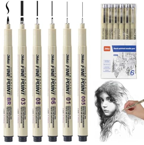 CEJAS 6 Pezzi Matite per Calligrafia, Penne a Pennello, con Diverse Punte di Penna, Pennarelli Neri, Handletter Fineliner e Matite per Pittura, Inchiostro di Alta Qualità a Rapida Asciugatura