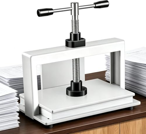 Manuell papperspressmaskin, A3 A4 A5 stålbokpress, 1 500 kg tryck för plattning av fakturor, kuponger, stämpelpapper, anteckningar och mer