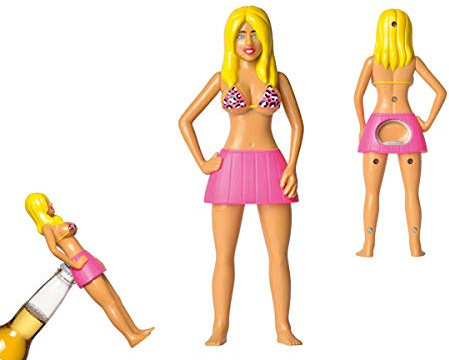I-TOTAL ® - Apribottiglie in Plastica Divertente/Apribottiglie Funny, Perfetto per Un Regalo Stravagante (WOMAN BLONDE)