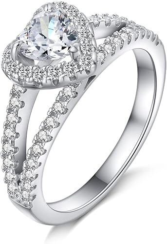 18K vitguldpläterade 925 sterling silver löftesringar, Ringar för kvinnor, bröllop evighet förlovningsringar för henne, oändlighet årsdag simulerad diamantring set, flickor kvinnor smycken gåvor, L1/2