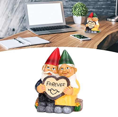 Nain de Jardin, Nain de pelouse, Couple d'ornements, Statue Romantique, Adorable Couple de Nains Peint à la Main pour décoration intérieure et extérieure