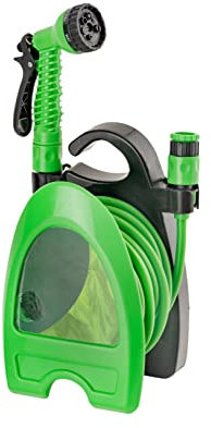 Baroni Home Manguera extensible hasta 10 metros, Manguera enrollable con Rodillo y fijación en pared, riego, riego, lavado y limpieza, Pistola 7 chorros