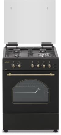 Corberó - Cocina de Gas Butano | CCSF6022NR | 4 Fuegos | 55L | Función Ruste pollos | Auto Encendido | Fácil limpieza | Wok con Quemador Gigante | Negro/Cristal