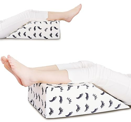 Beauty Lash bedrucktes Beinerhöhungskissen, flache Oberseite, Keilkissen, Beinstützkissen für Durchblutung, Schwellungen, Knie – Weiß